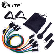 SILITE 11pcs/set Pull Rope Fitness Exercises Resistance Bands Crossfit Latex Tubes