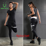 vansydical 4pcs/set Fitness Gym Workout Women Sport Suit Sportswear Running Cloth