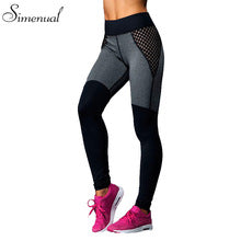 Hot sale mesh splice fitness leggings trousers for women athleisure 2017 jeggings grey black slim legging pants female elastic(China) Simenual mesh splice fitness leggings trousers for women